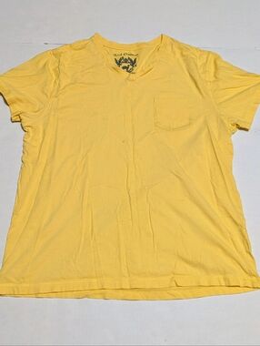 Red Camel Men's Light Yellow V-Neck Pocket Tee